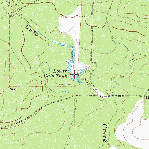 Topographic Map of Lower Gato Tank, TX