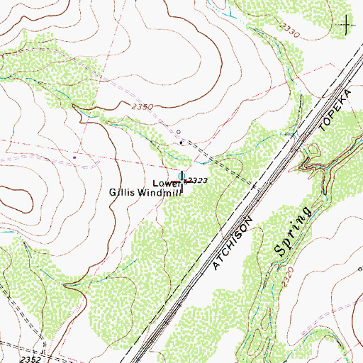 Topographic Map of Lower Gillis Windmill, TX