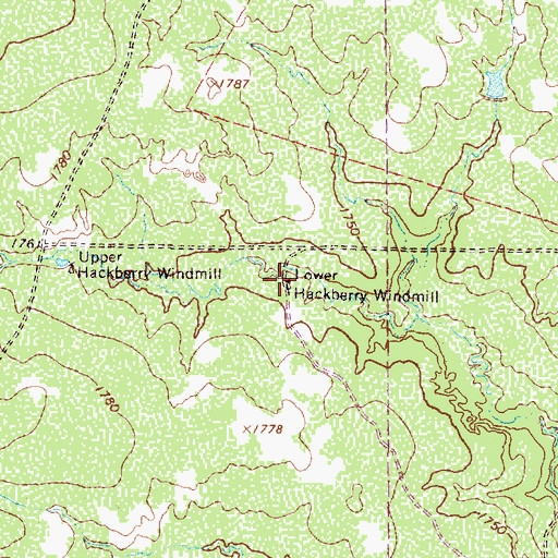 Topographic Map of Lower Hackberry Windmill, TX