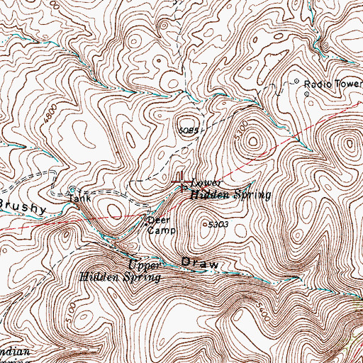 Topographic Map of Lower Hidden Spring, TX
