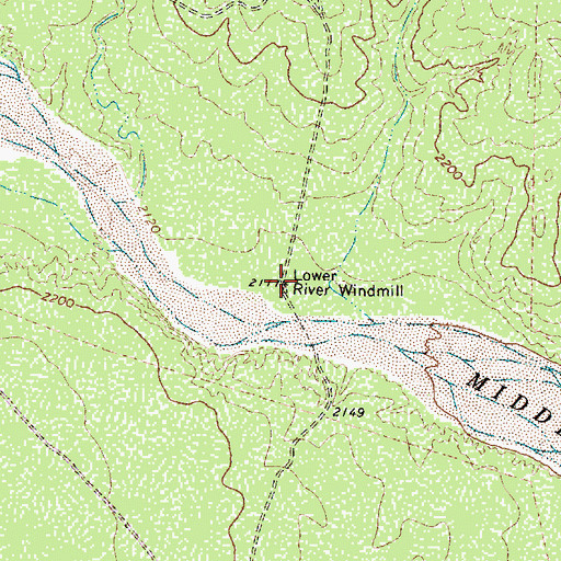 Topographic Map of Lower River Windmill, TX