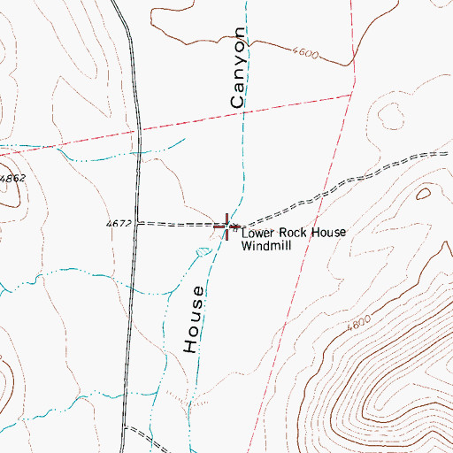 Topographic Map of Lower Rock House Windmill, TX
