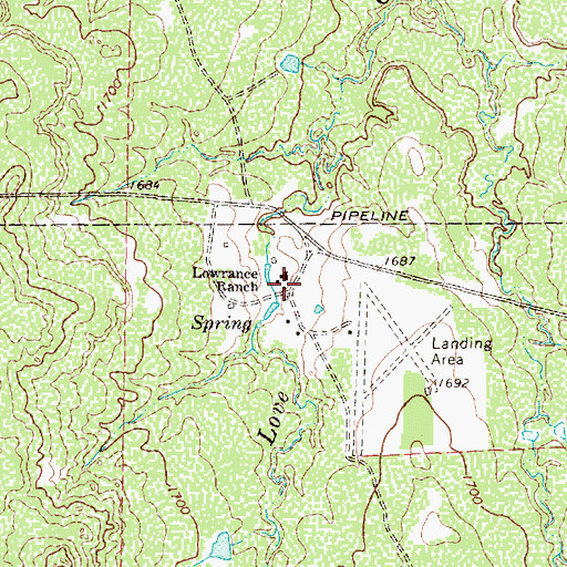 Topographic Map of Lowrance Ranch, TX