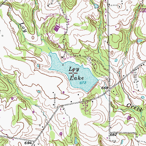 Topographic Map of Loy Lake, TX