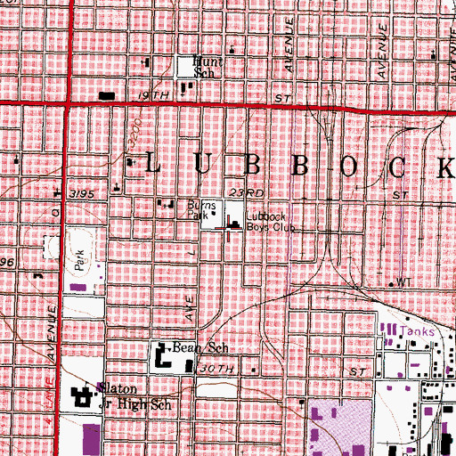 Topographic Map of Lubbock Boys Club, TX