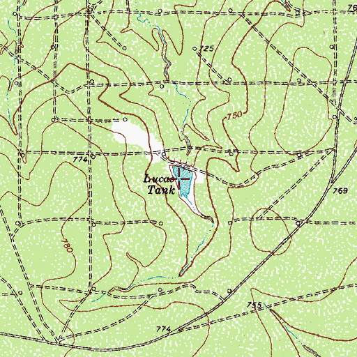 Topographic Map of Lucas Tank, TX