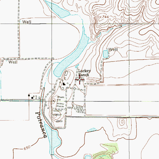 Topographic Map of Luckey Ranch, TX