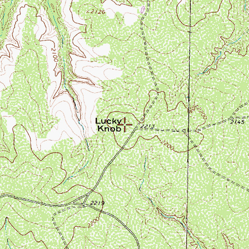 Topographic Map of Lucky Knob, TX