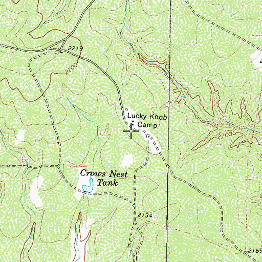 Topographic Map of Lucky Knob Camp, TX