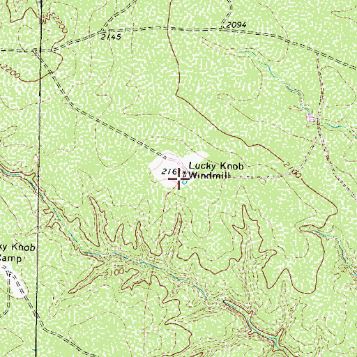 Topographic Map of Lucky Knob Windmill, TX