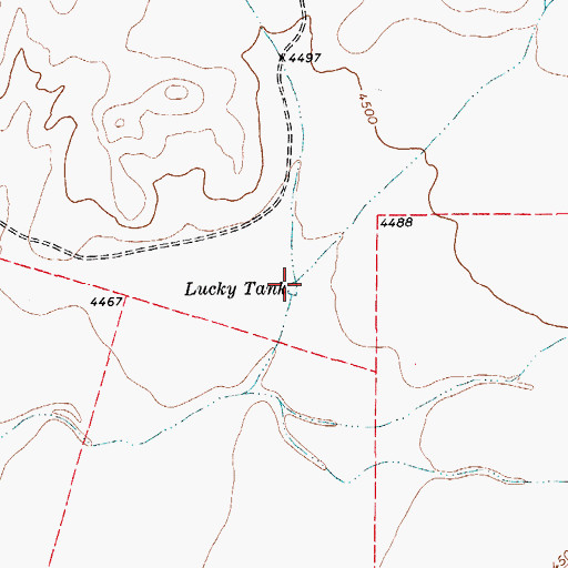 Topographic Map of Lucky Tank, TX
