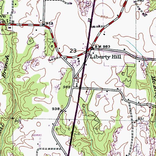 Topographic Map of Liberty Hill Cemetery, AL