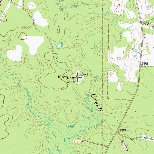 Topographic Map of Lumpkin Cemetery, TX