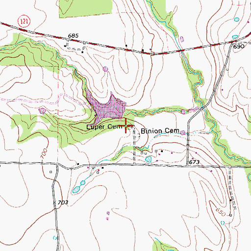 Topographic Map of Luper Cemetery, TX
