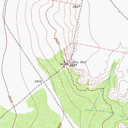 Topographic Map of Luther Well, TX