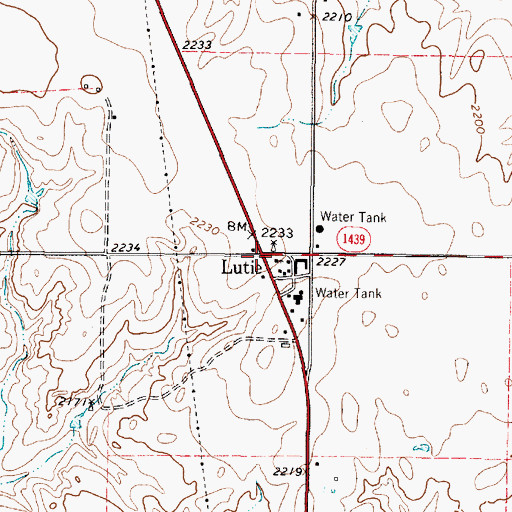 Topographic Map of Lutie, TX