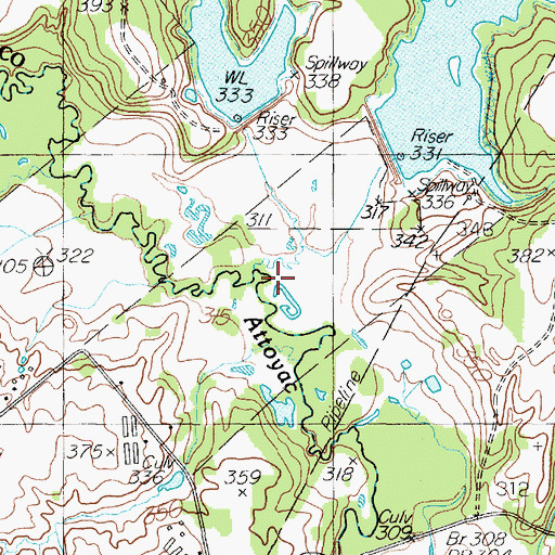 Topographic Map of Lye Creek, TX