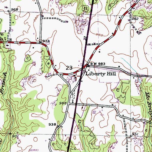 Topographic Map of Liberty Hill School (historical), AL
