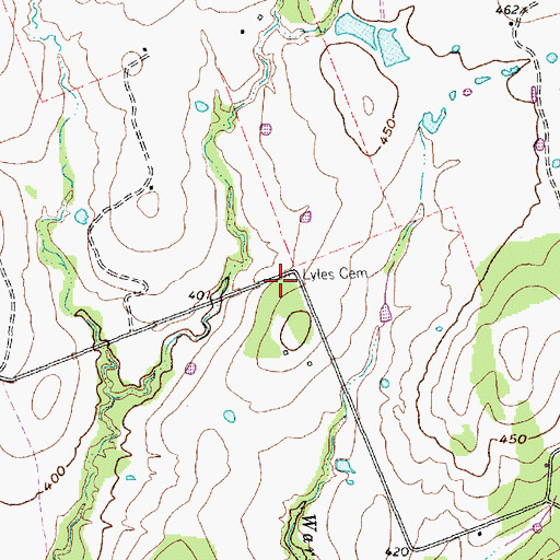 Topographic Map of Lyles Cemetery, TX