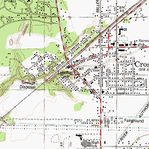 Topographic Map of Lynch Cemetery, TX