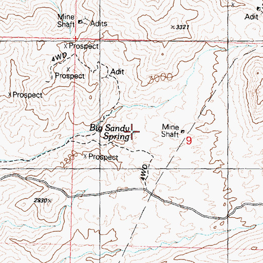 Topographic Map of Big Sandy Spring, AZ