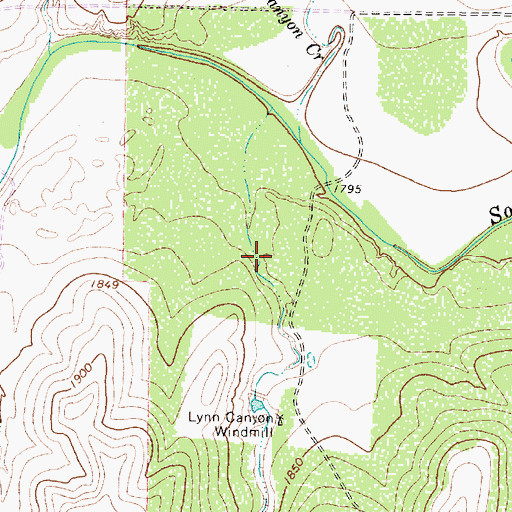 Topographic Map of Lynn Canyon, TX