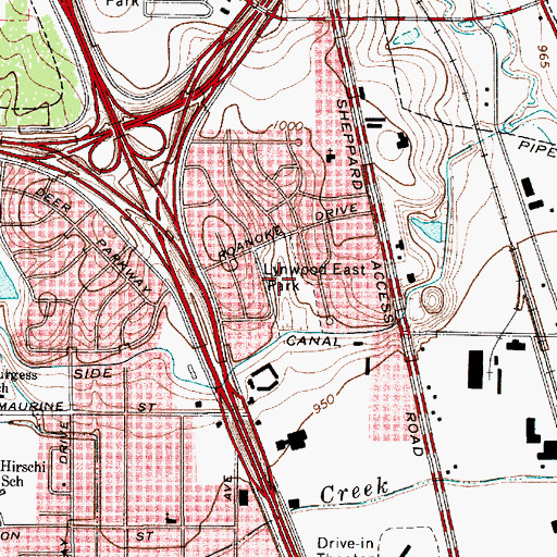 Topographic Map of Lynwood East Park, TX