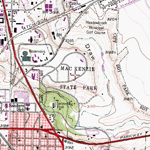 Topographic Map of Mac Kenzie State Park, TX