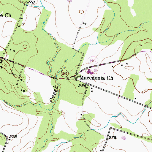 Topographic Map of Macedonia Church, TX
