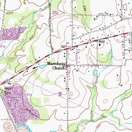 Topographic Map of Macedonia Church, TX