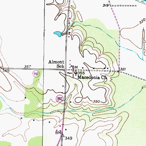 Topographic Map of Macedonia Church, TX