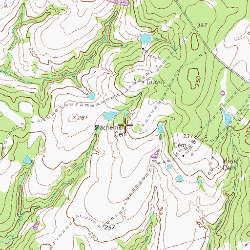 Topographic Map of Machemehl Cemetery, TX