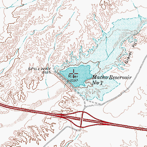 Topographic Map of Macho Reservoir, TX