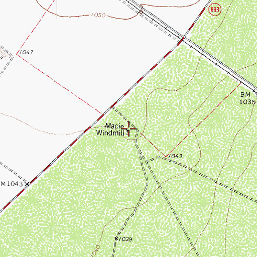 Topographic Map of Macie Windmill, TX