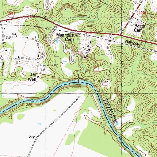 Topographic Map of Mack Creek, TX