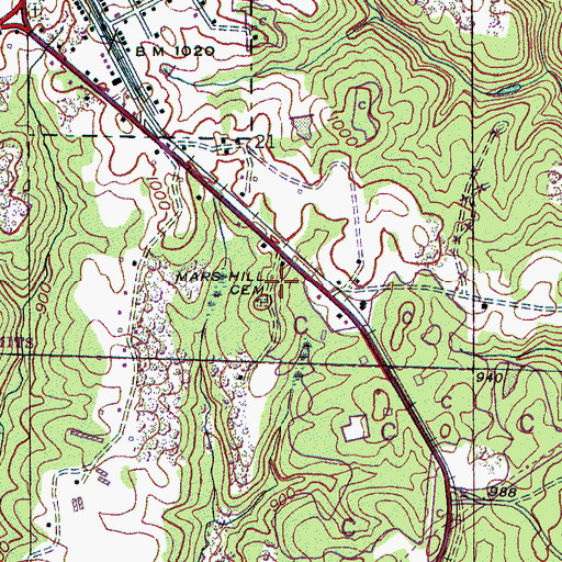 Topographic Map of Mars Hill School (historical), AL