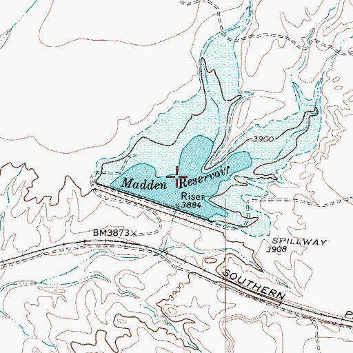 Topographic Map of Madden Reservoir, TX