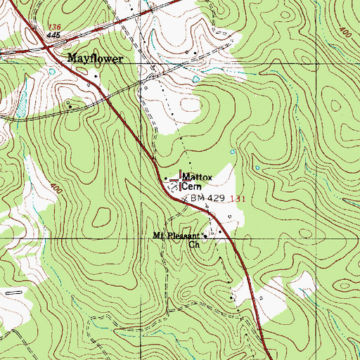 Topographic Map of Mattox Cemetery, TX