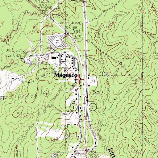 Topographic Map of Magasco, TX