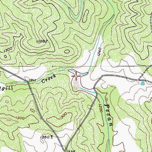 Topographic Map of Magill Creek, TX
