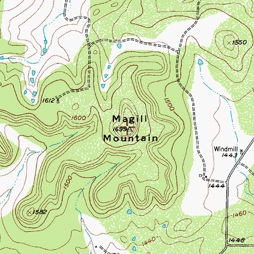 Topographic Map of Magill Mountain, TX