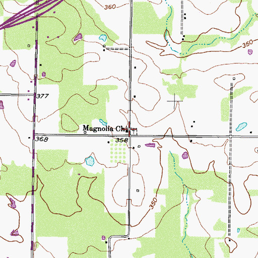 Topographic Map of Magnolia Church, TX