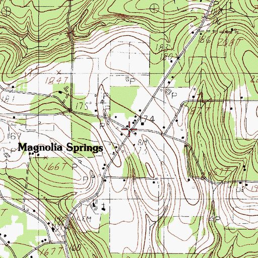 Topographic Map of Magnolia Springs, TX