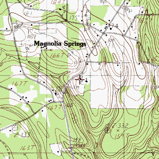 Topographic Map of Magnolia Springs Church, TX