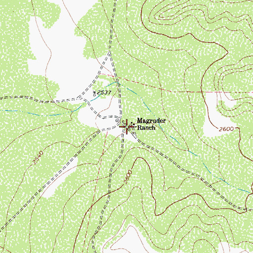 Topographic Map of Magruder Ranch, TX