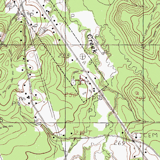 Topographic Map of Mahaffey Cemetery, TX