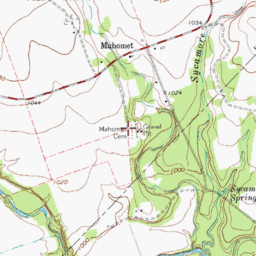 Topographic Map of Mahomet Cemetery, TX