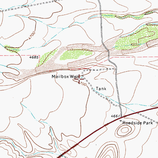 Topographic Map of Mailbox Well, TX