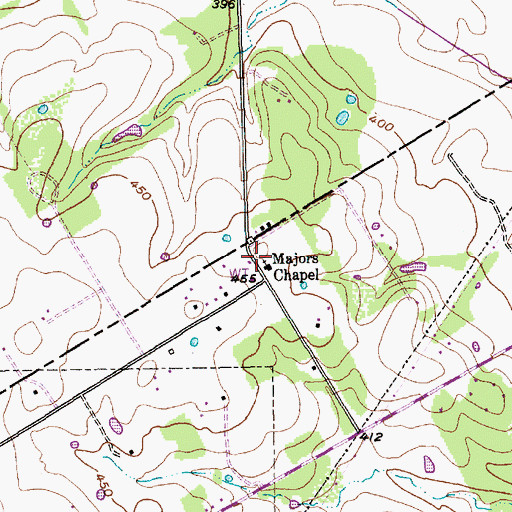Topographic Map of Majors Chapel, TX