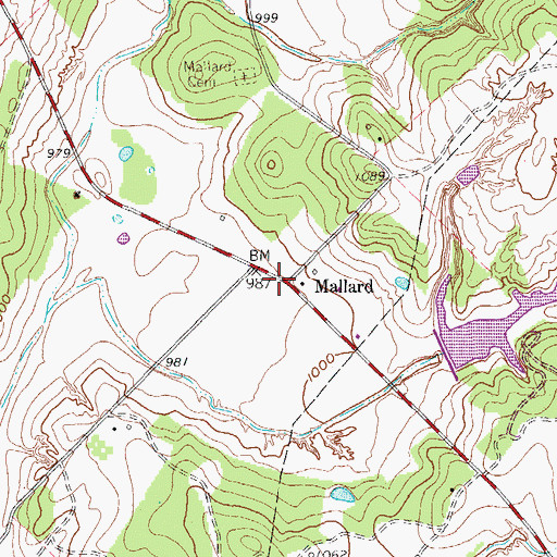 Topographic Map of Mallard, TX